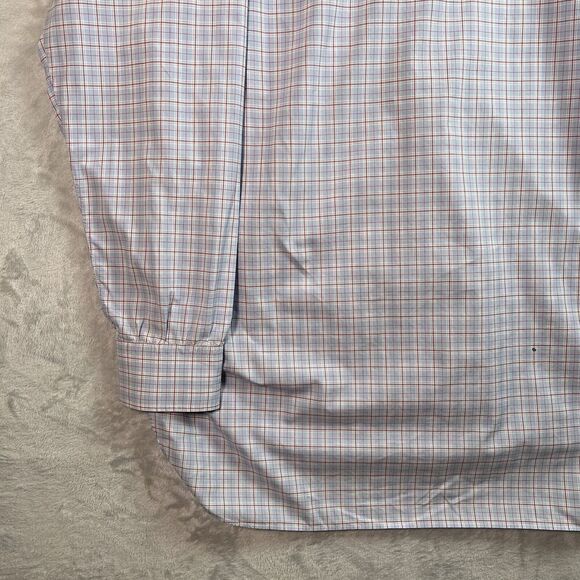 Turnbull & Asser Mens Dress Shirt XL?*READ White/Blue Plaid Designer Button Down - Picture 12 of 15